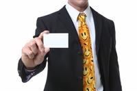 Business Man with Card  stock photo