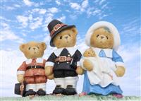 Thanksgiving Pilgrim Bear Family stock photo