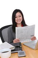 Asian Business Woman Reading stock photo