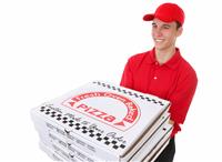 Man Delivering Pizzas stock photo