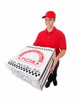 Man Delivering Pizzas stock photo