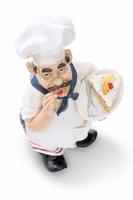 Fat Italian Chef Over White stock photo