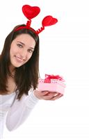 Pretty Woman Giving Gift stock photo