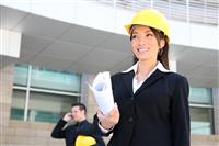 Woman Architect on Construction Site stock photo