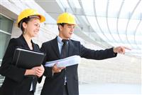 Architects on Construction Site stock photo