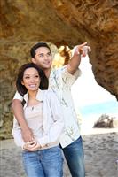 Attractive Couple at Beach stock photo