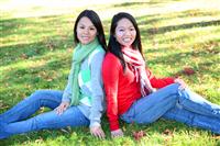 Young Asian Girls in Park stock photo