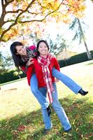 Pretty Asian Girls in Park stock photo