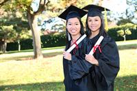 Cute Asian Girls at Graduation stock photo