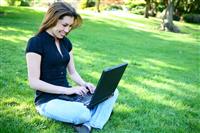 Pretty Woman With Laptop stock photo