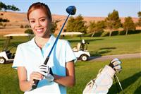Young Pretty Woman Golfer stock photo