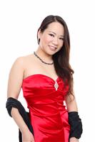 Beautiful Asian woman in red dress  stock photo