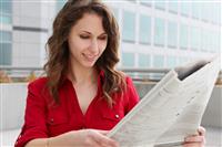 Business Woman Reading Paper stock photo
