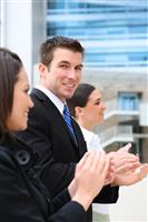 Business Team Clapping at Office stock photo