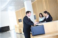 Business Man in Lobby stock photo